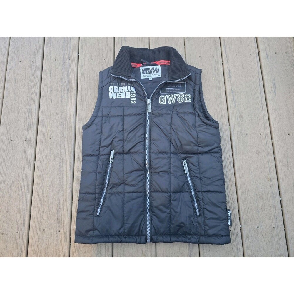 Gorilla Wear United States Of America Puffer Vest Shirt Men’s Small Black